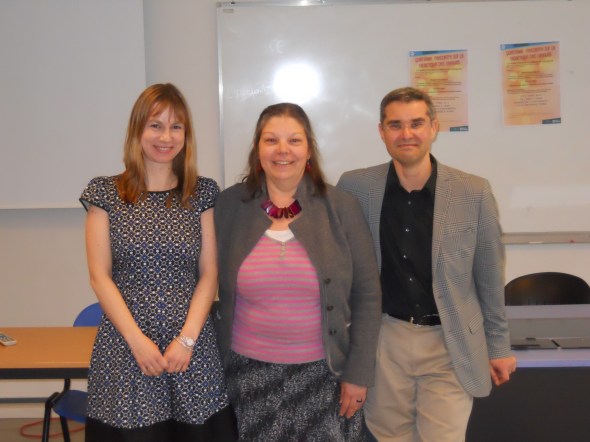 De gauche à droite, l'organisatrice de la rencontre, Mercè Pujol et Marcelo Tano