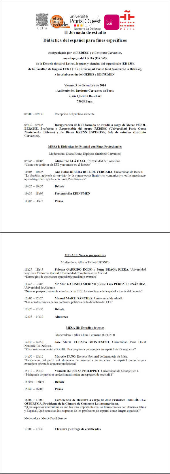 Programa JE español para fines específicos - Instituto Cervantes